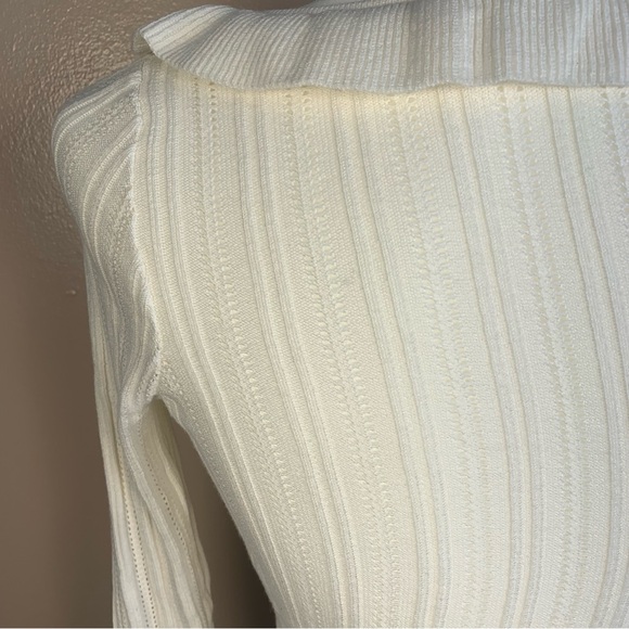 For Love & Lemons Camille Pointelle Knit Cropped Cardigan Sweater - Picture 8 of 14